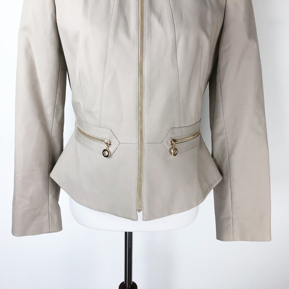 Calvin Klein Women's Blazer Tan Size 8 Zip Front - Picture 3 of 7